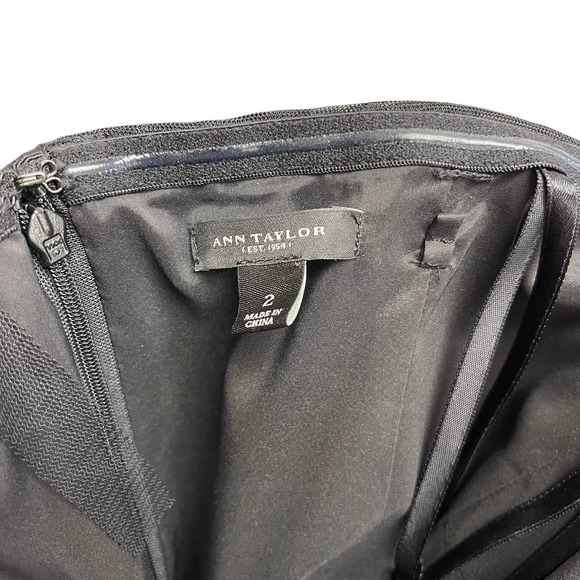 Ann Taylor Black Fringe Tiered Corset Strapless Dress 2 - Picture 6 of 6